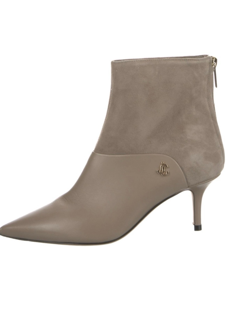Jimmy Choo Beyla 85 Leather Suede Pointed Toe Booties 38.5